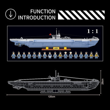 6172PCS 628011 Germany U-Boat Type VIIC Submarine