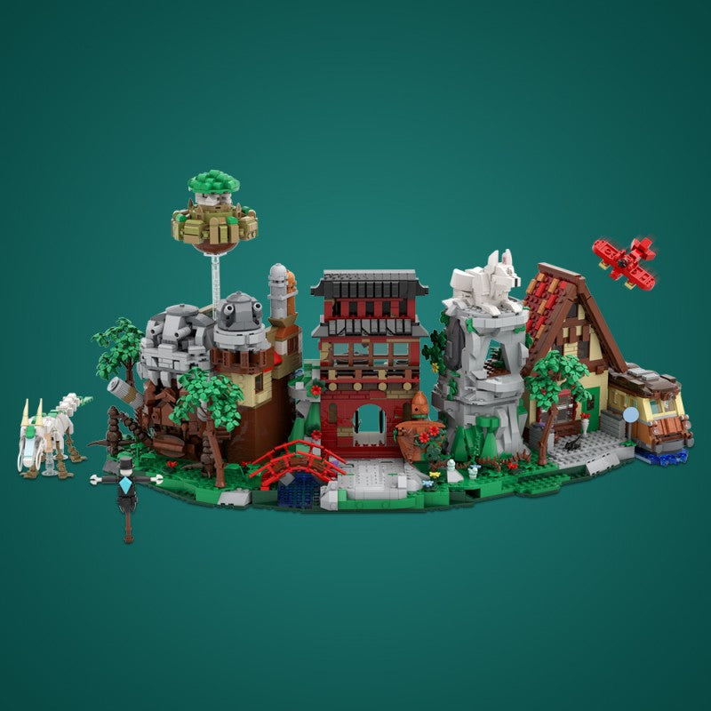 (Gobricks version) 3898pcs MOC Hayao Miyazaki Animation Scene Collection