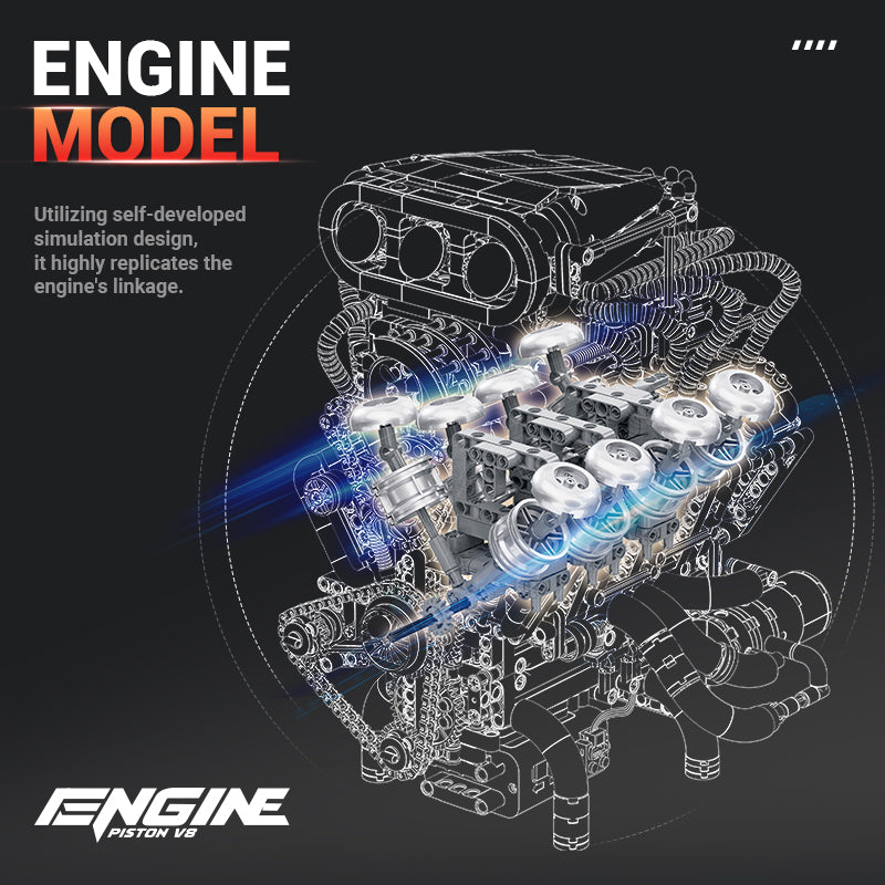 2347PCS EIKEE Y15001 V8 engine Dynamic version
