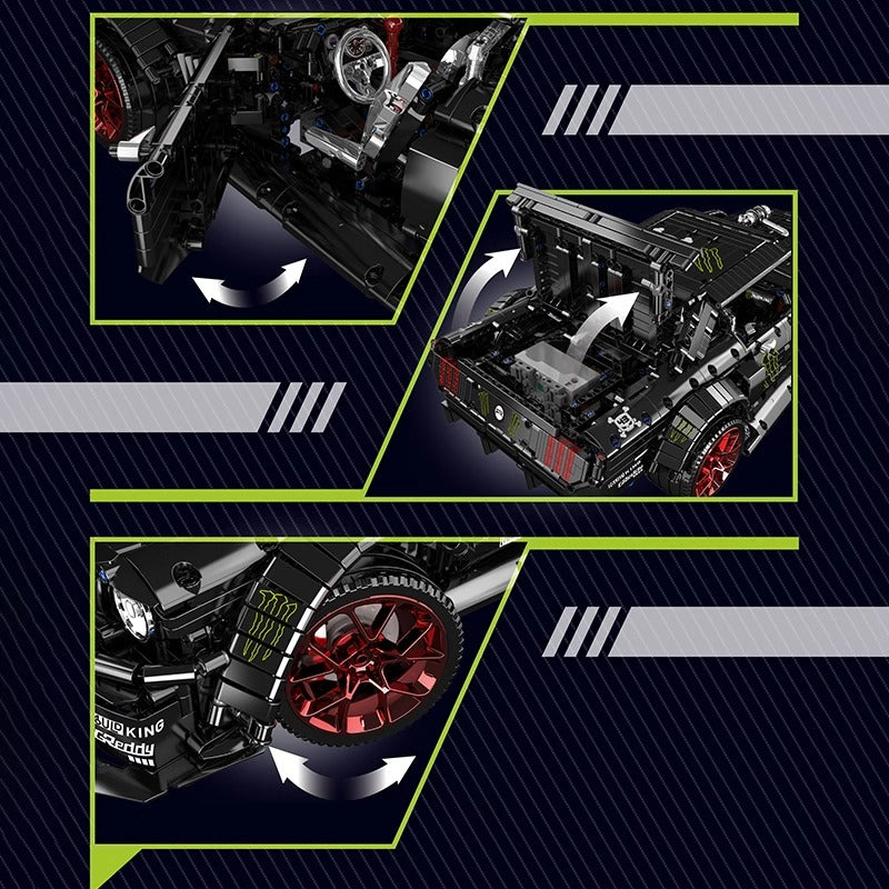 3201pcs Mouldking 13108S Ford Mustang Hoonicorn V2 1:8 Static version