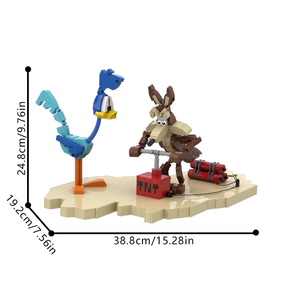 (Gobricks version) 634pcs MOC-214247 Roadrunner and Wile E Coyote