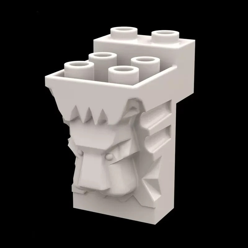 5pcs 30274 Brick, Modified 2 x 3 x 3 with Cutout and Lion Head - 6