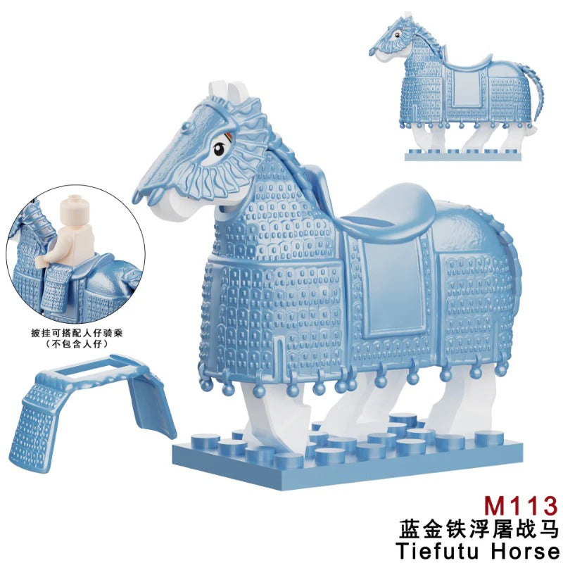 Medieval Roman Series M107 M108 M109 M112 Black Heavy Armored Iron Stupa War Horse Minifigures