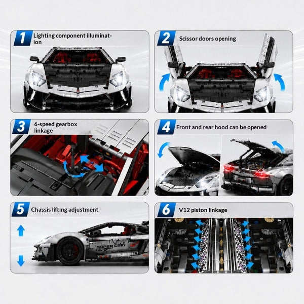4999PCS XJD JD042 AV V12 Supercar 1:8 – Joy Bricks