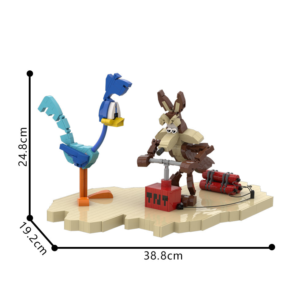 (Gobricks version) 634pcs MOC-214247 Roadrunner and Wile E Coyote