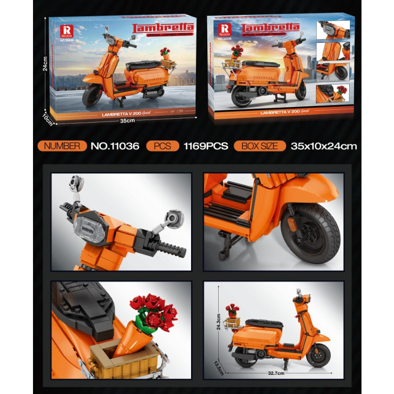 1169pcs Reobrix 11036 11037 Lambretta V200 1:5