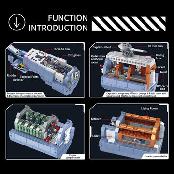 6172PCS 628011 Germany U-Boat Type VIIC Submarine