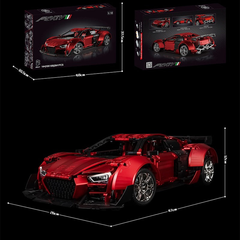 2641pcs 10516B Kbox Red Audi R8 1:10