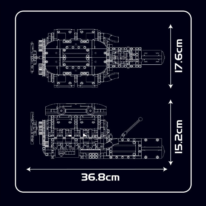 1260 pcs MouldKing 10202 Lambo Supercar V12 Engine + Transmission (motor drive)