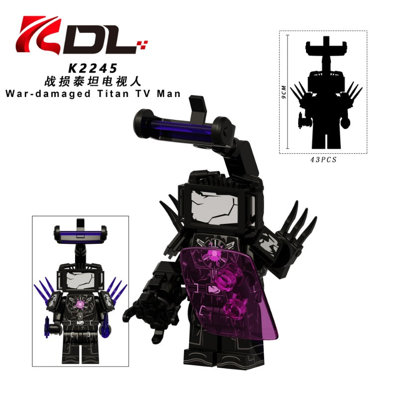KDL837 Skibidi Toilet series War.damaged Titan TV Man DJ Toilet
