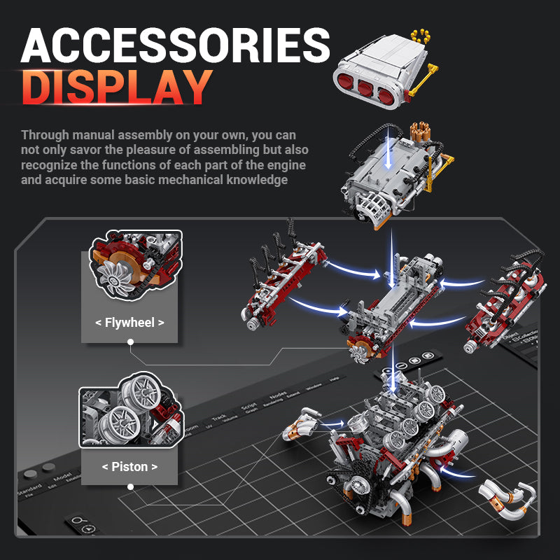 2347PCS EIKEE Y15001 V8 engine Dynamic version