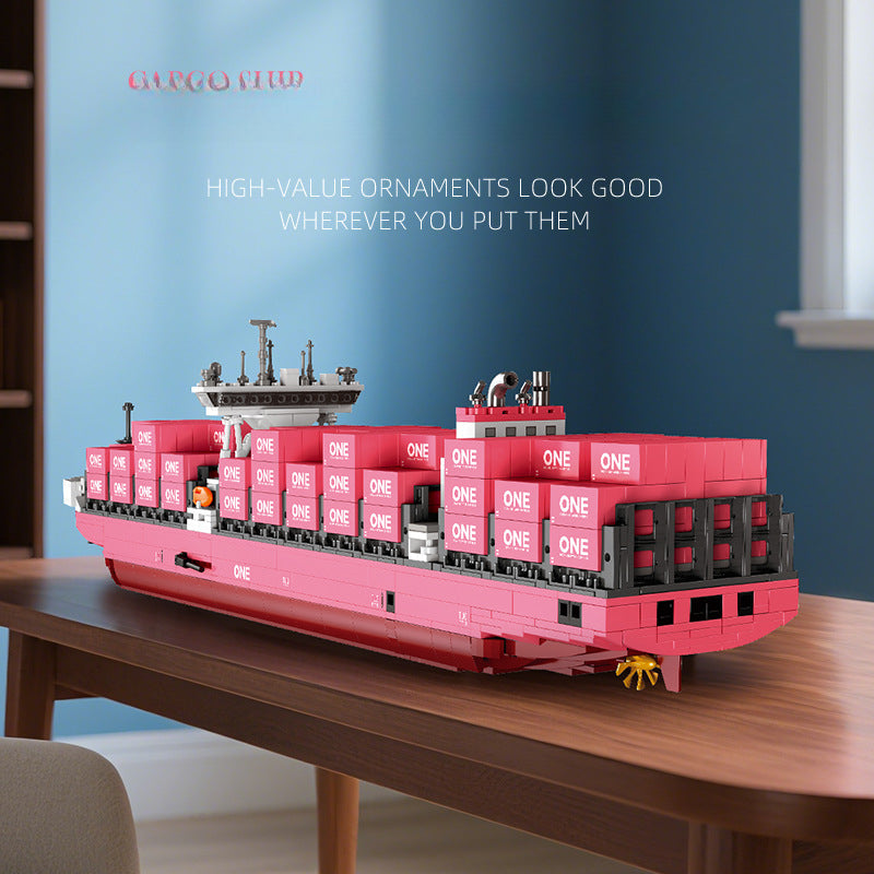 1446pcs JIESTAR  JJ9217 Pink freighter - one container ship