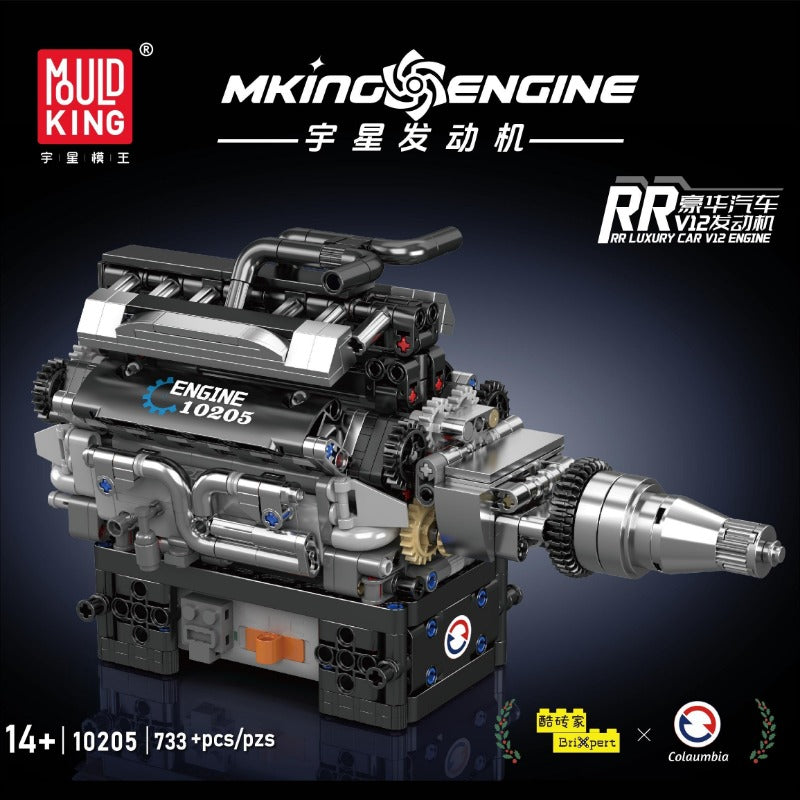 733+pcs Mouldking 10205 luxury car V12 engine (motor drive)