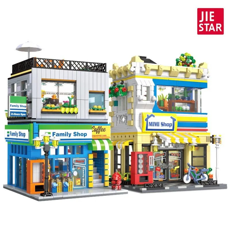 Jubiliee city shop コラボ Keeppley K28017 Blue White Juice Shop Building Blocks Toy Set