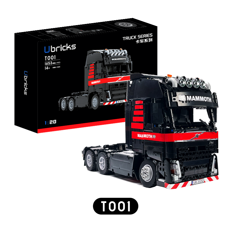 1653pcs Ubricks T001 FH three-axle heavy truck (Dynamic version)