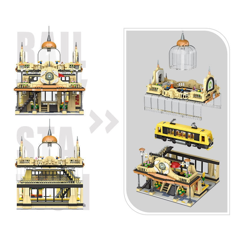 1945 pcs JIESTAR 89136 European Style Railway Station