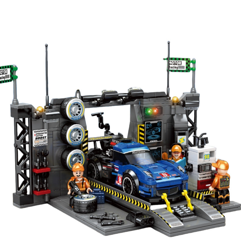 665 pcs SEMBO 714809 Racing track supply point scene
