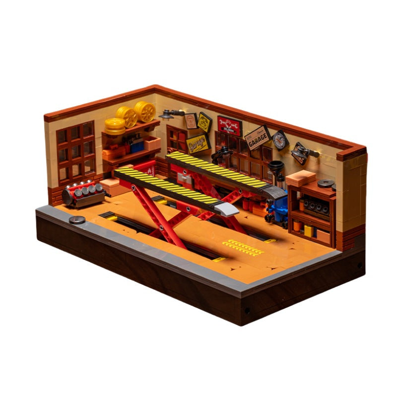 750pcs XJD JD098 Retro car repair shop