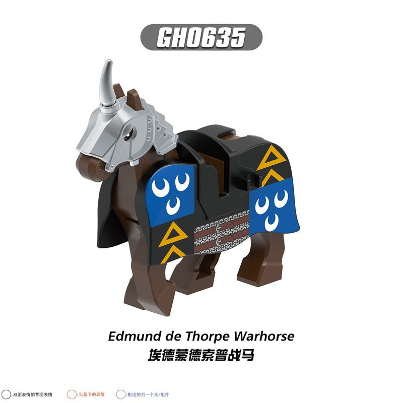 Mattoncini Cavallo Medievale Con Armatura E Armi - Set Personalizzato Tipo A+B Per Minifigure, Giocattolo Da Costruzione