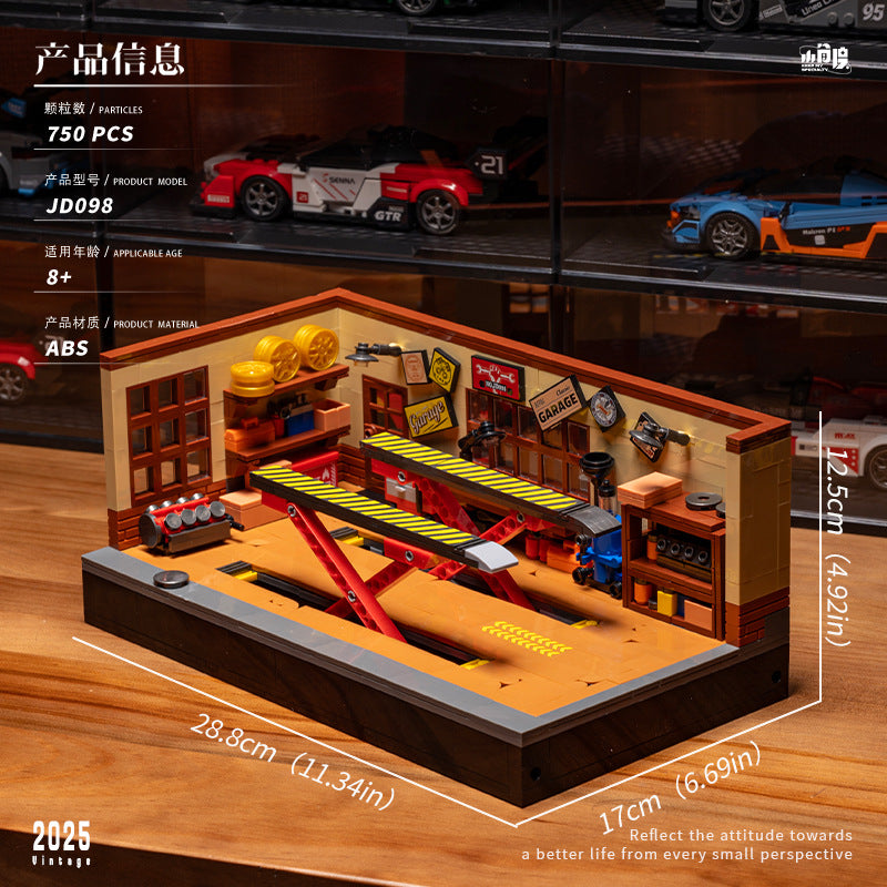750pcs XJD JD098 Retro car repair shop