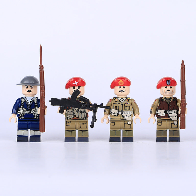 MT32-35 World War II British military camouflage airborne soldier Minifigures