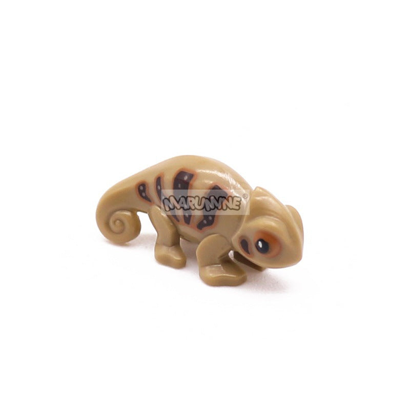 6287954 Chameleon with Black and Bright Light Blue Stripes Pattern
