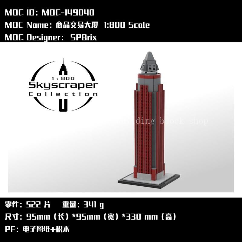 522pcs MOC-149040 Messeturm (Messe Tower) 1:800