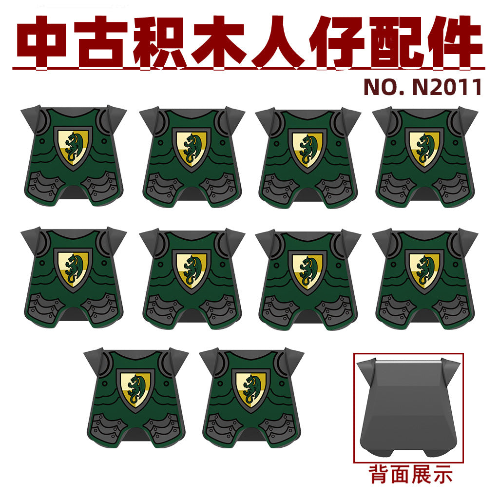 10pcs N2007-2010 medieval castle knight armor minifigures accessories