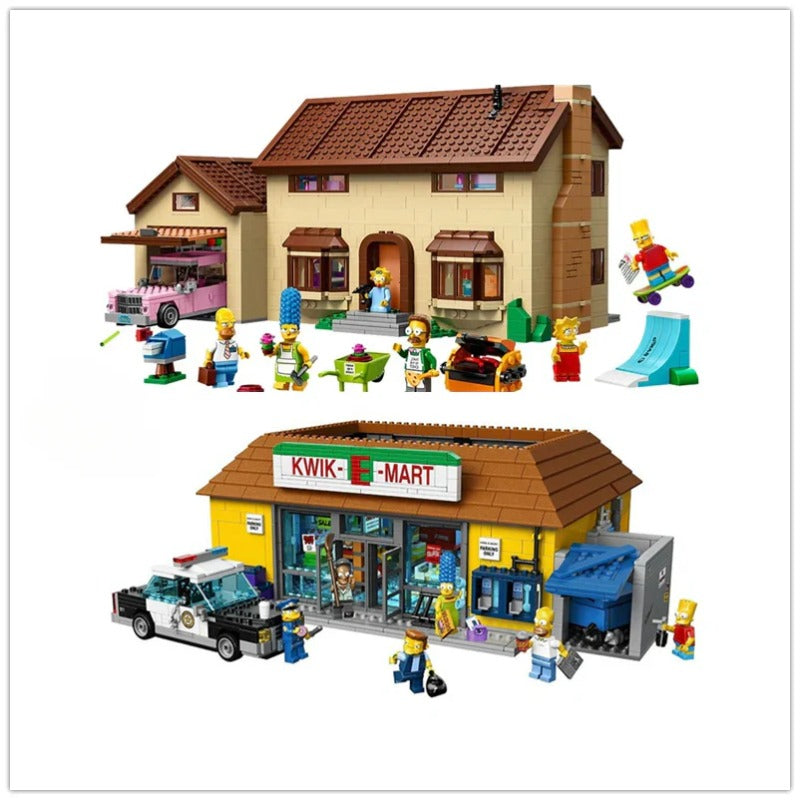 (Ship from US warehouse) The Simpsons House(2523pcs)  and The Simpsons KWIK-E-MART(2218pcs)  71016 71006