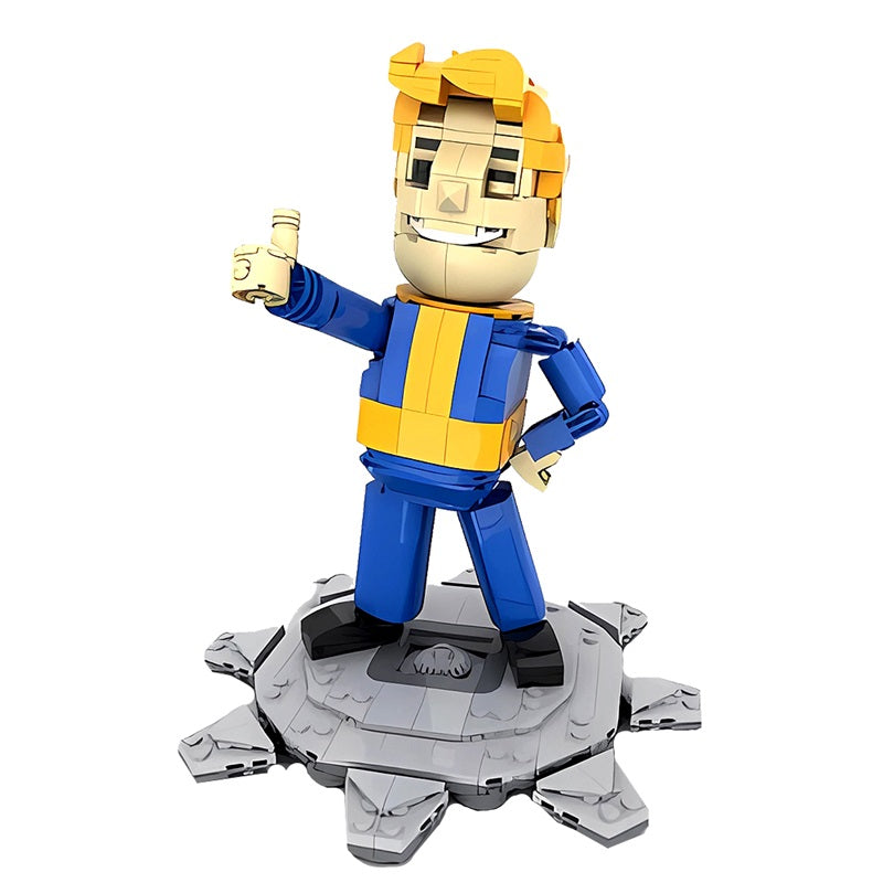 (Gobricks version) 626PCS MOC-179833 FALLOUT: Vault Boy posable desktop figurine with stand!