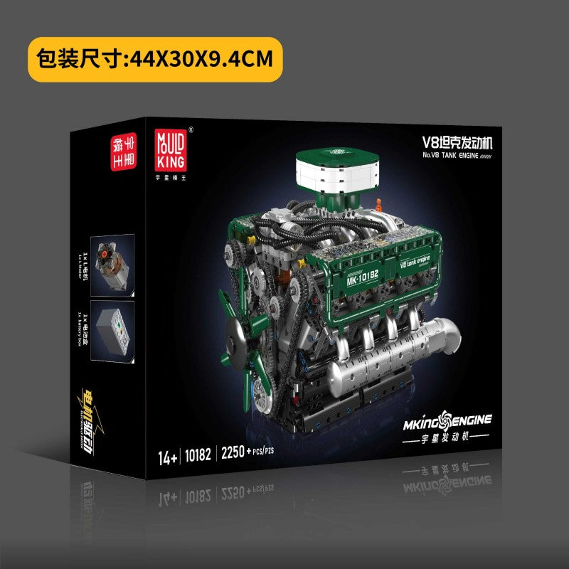 Mould King 10182 Technical V8 - Set di 2250 mattoncini da costruzione con motore Twin-Turbo Engine giocattolo modello, blocchi di bloccaggio funzionali, per fan del motore Mould King 10182 Technical V8 - Set di 2250 mattoncini da costruzione con motore Twin-Turbo Engine giocattolo modello, blocchi di bloccaggio funzionali, per fan del motore