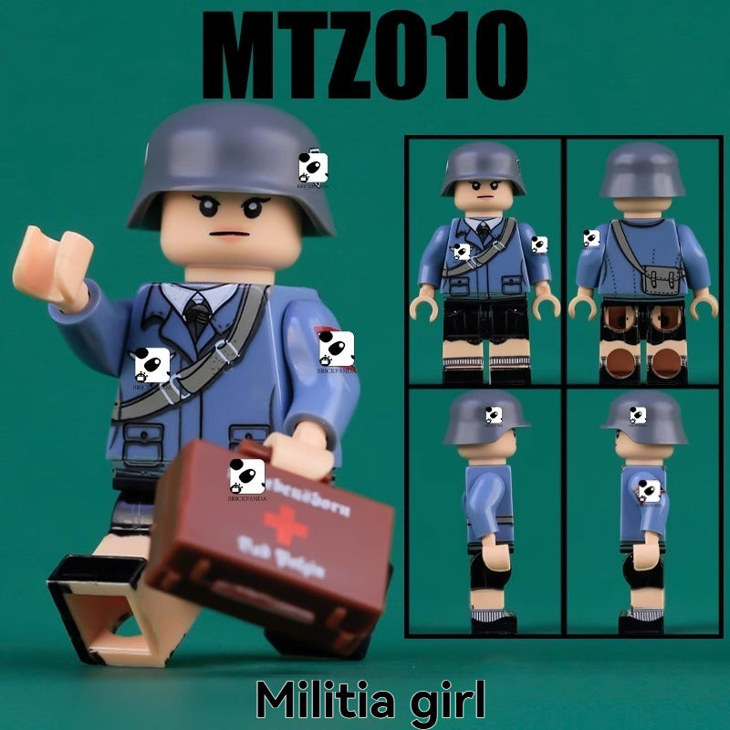 MTZ008-011 World War II Navy Young Soldiers, Militia Maiden Minifigures