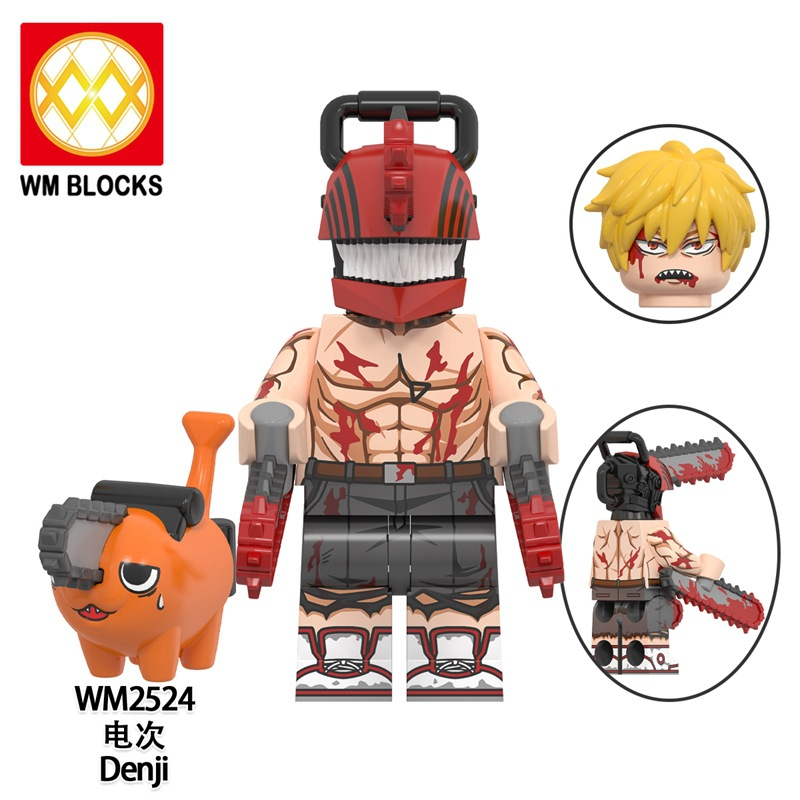 KT1067 Chainsaw Man Bricks Horror Anime Action Figure Blocks Christmas Toys  For Children WM6159 KF6181A KF6180