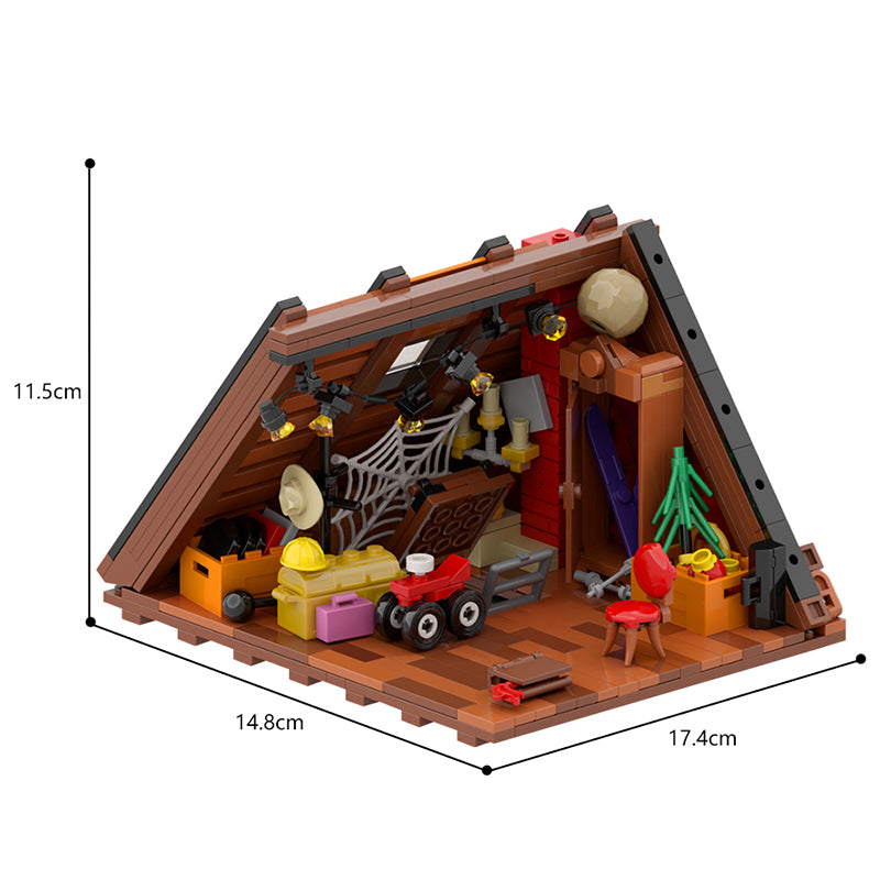 544PCS MOC lego cabin、lego a frame cabin、The Attic
