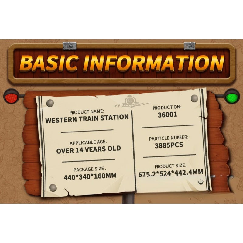 3885pcs 36001 WESTERN TRAIN STATION