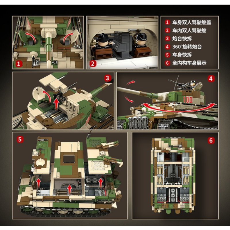 2276+PCS QuanGuan 100244 Tiger I Panzerkampfwagen VI Tiger I Ausfuehrueng E Sd.Kfz.181 Fruehe Produktion