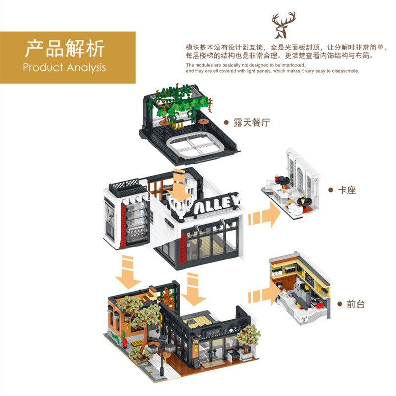 3423PCS XMORK10208 XMORKMODEL The Alley Modular with lights kit