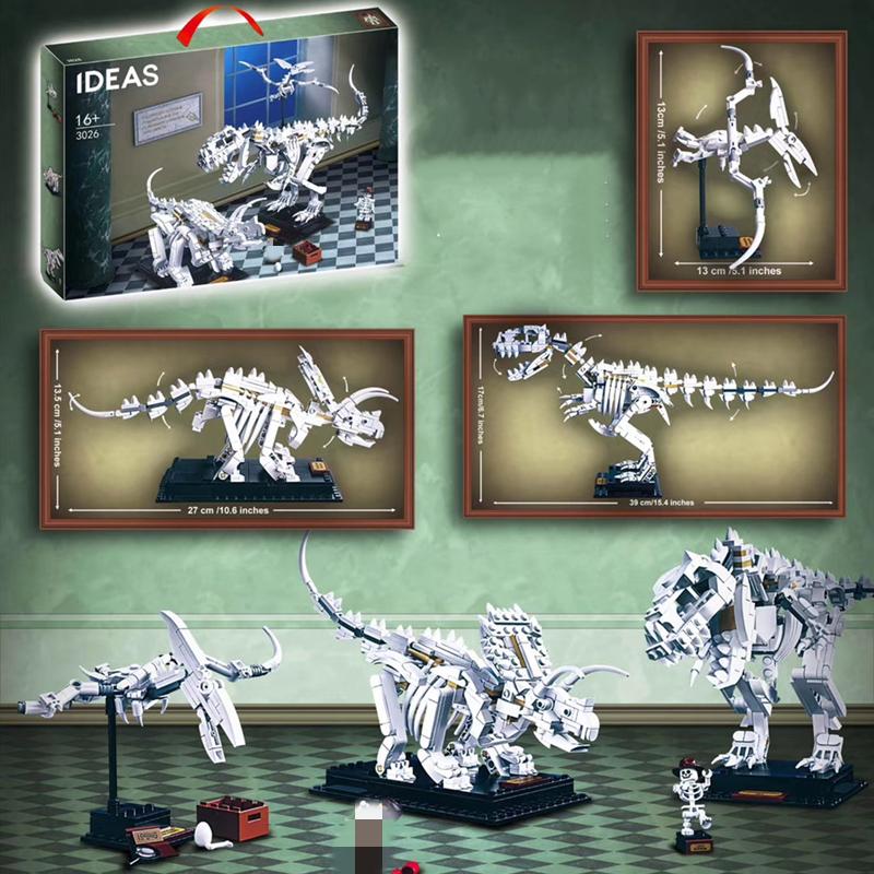 910pcs Ideas 3026 Dinosaur Fossil Tyrannosaurus Rex Triceratops Ptero