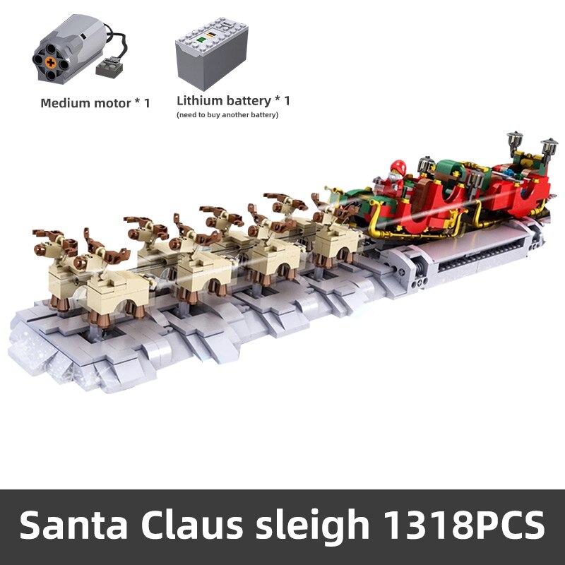 1318PCS Mould King 10015 Christmas Santa Sleigh