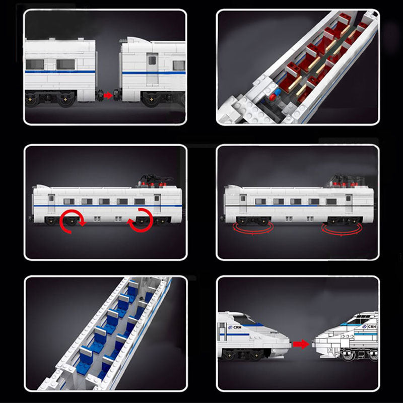 1808PCS Mould King12002 World Railway:CRH2 High-speed Train