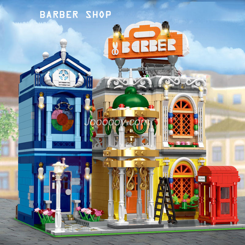 2267pcs MouldKing 16031 Barber Shop In Town with LED lights