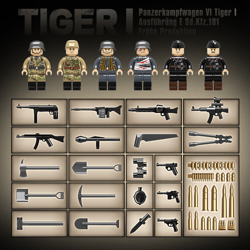 2276+PCS QuanGuan 100244 Tiger I Panzerkampfwagen VI Tiger I Ausfuehrueng E Sd.Kfz.181 Fruehe Produktion