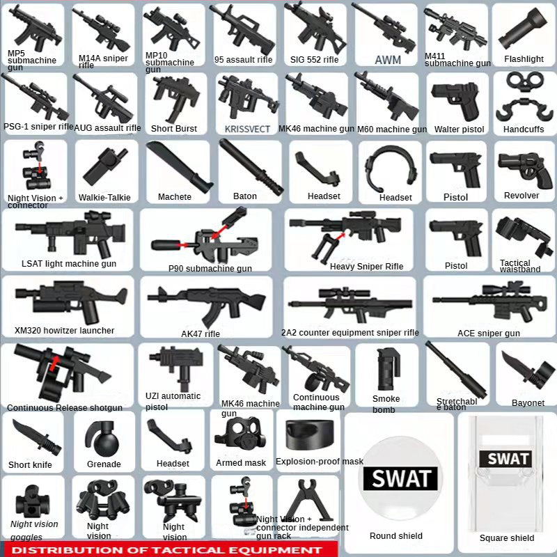 Military Minifigures Special Police Quipment Arsenal Accessories