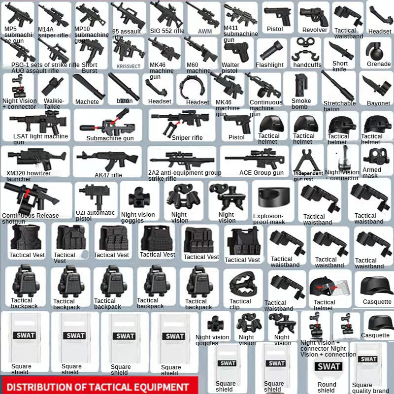 Military Minifigures Special Police Quipment Arsenal Accessories
