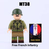 MT36-39 World War II military German, American, British and French naval submarine soldiers Minifigures