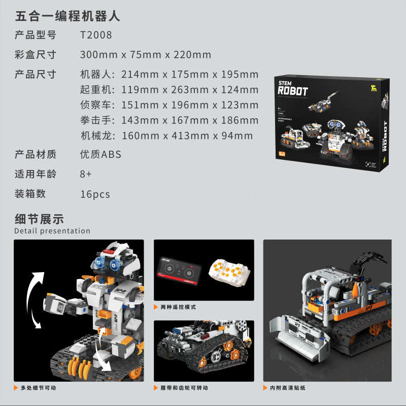 TUOMU T2008 STEM ROBOT Programming robots 5IN1 – Joy Bricks