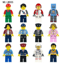 LW005-009 Male Farmer Police Engineer Racer Astronaut Minifigures