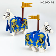 1604F-A 1604F-B 1604F-C Medieval blue lion, red lion, black eagle warhorse minifigures