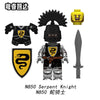 N845-850 Castle Faction Series: Knights of the Raven, White Horse, and Black Snake Minifigures