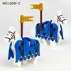 1604F-A 1604F-B 1604F-C Medieval blue lion, red lion, black eagle warhorse minifigures